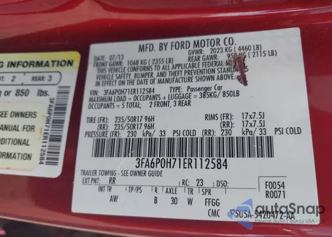 2014 Ford Fusion Se z USA, uszkodzony, nr VIN 3FA6P0H71ER112584